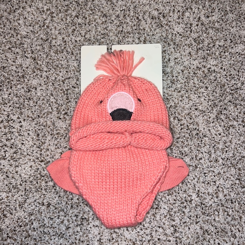 NWT Knit Pink Flamingo hat and diaper cover | 0-3 months